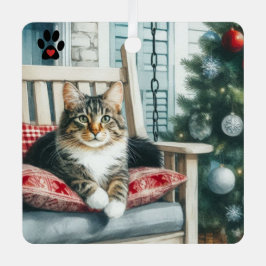 Adorno Metálico Gato de Navidad