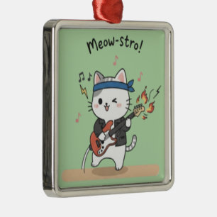 Adorno Metálico Gato divertido tocando la guitarra 