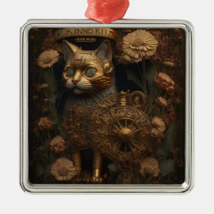 Adorno Metálico Gato dorado gótico steampunk