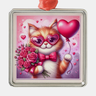 Adorno Metálico Gato El día de San Valentín/gatito