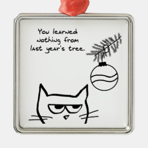 Adorno Metálico Gato enojado y el árbol de navidad