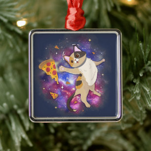 Adorno Metálico Gato espacial gatito astronauta divertida pizza Ma