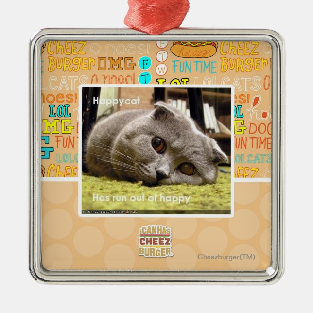 Adorno Metálico Gato feliz, fuera de feliz (Frente)