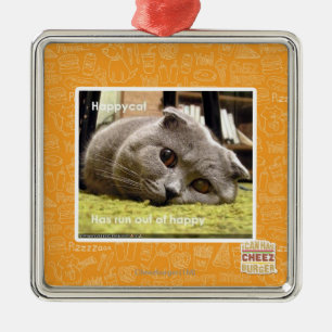 Adorno Metálico Gato feliz, fuera de feliz