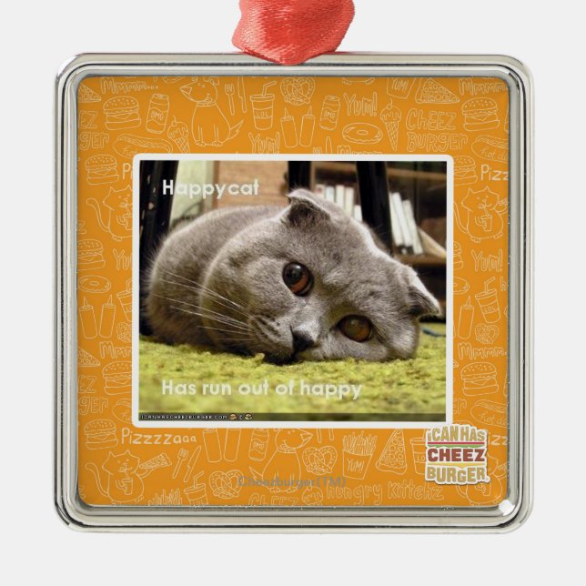 Adorno Metálico Gato feliz, fuera de feliz (Frente)