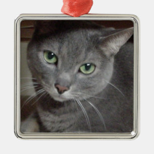 Adorno Metálico Gato gris azul ruso