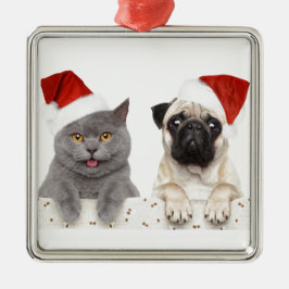 Adorno Metálico Gato gris y diseño chino del navidad del barro