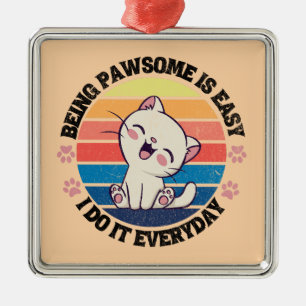 Adorno Metálico Gato kawaii blanco