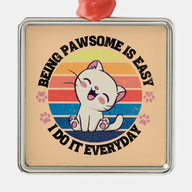 Adorno Metálico Gato kawaii blanco (Frente)