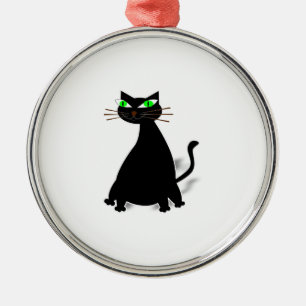 Adorno Metálico Gato negro de grasa con ojos verdes