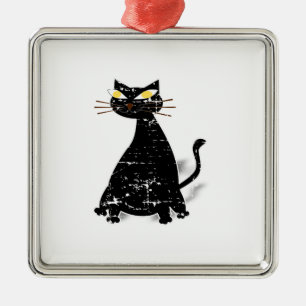 Adorno Metálico Gato negro de grasa con problemas