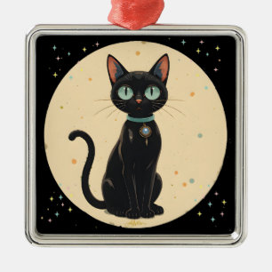 Adorno Metálico Gato negro futurista atómico Luna