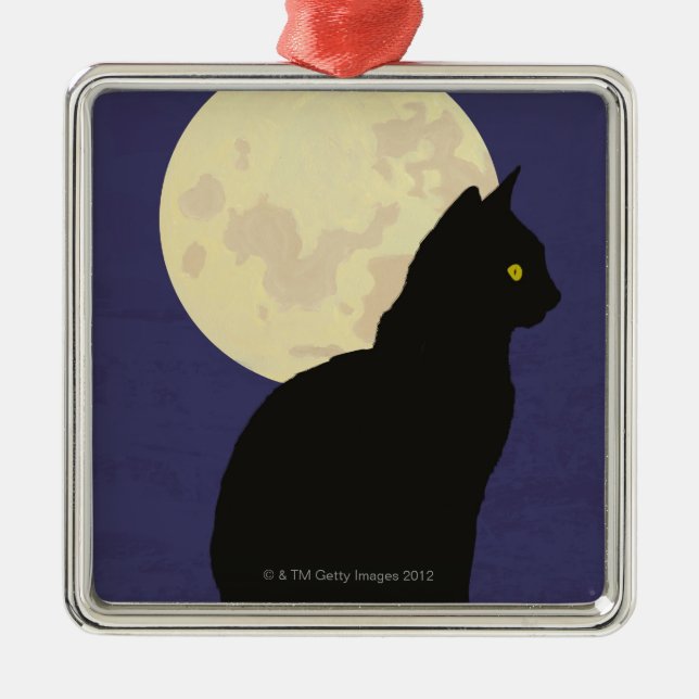 Adorno Metálico Gato negro y la luna (Frente)