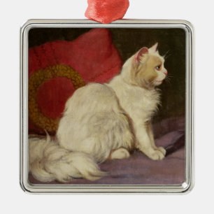 Adorno Metálico Gato persa blanco