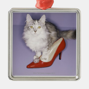 Adorno Metálico Gato que camina en el tacón alto