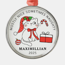 Gato travieso con Navidades de Santa Hat