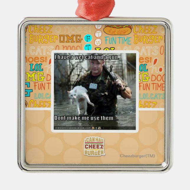 Adorno Metálico Gato y arma mojados (Frente)