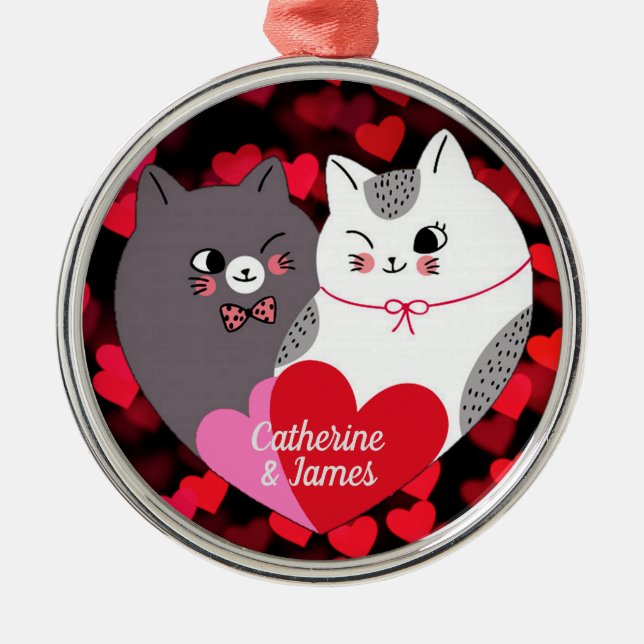 Adorno Metálico Gatos de amor personalizados (Frente)