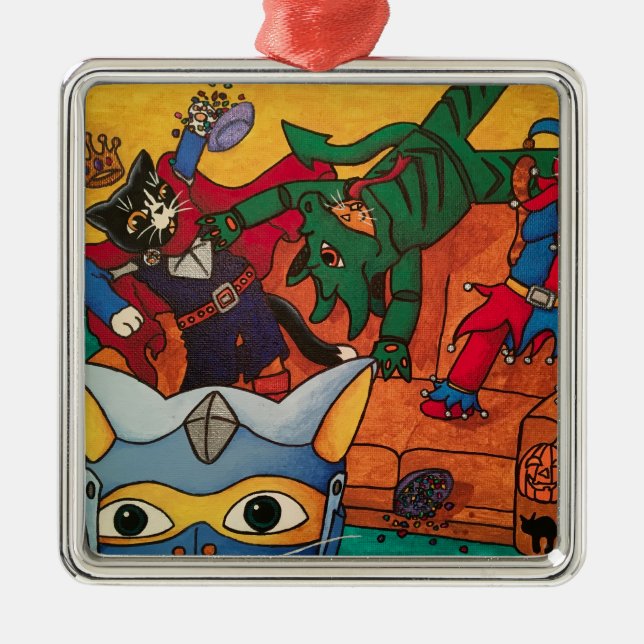 Adorno Metálico Gatos de disfraces nocturnos de Halloween Knight (Frente)