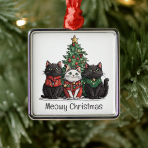 Adorno Metálico Gatos de Navidad Feliz Árbol de Fiesta
