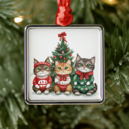 Adorno Metálico Gatos de Navidades cortos