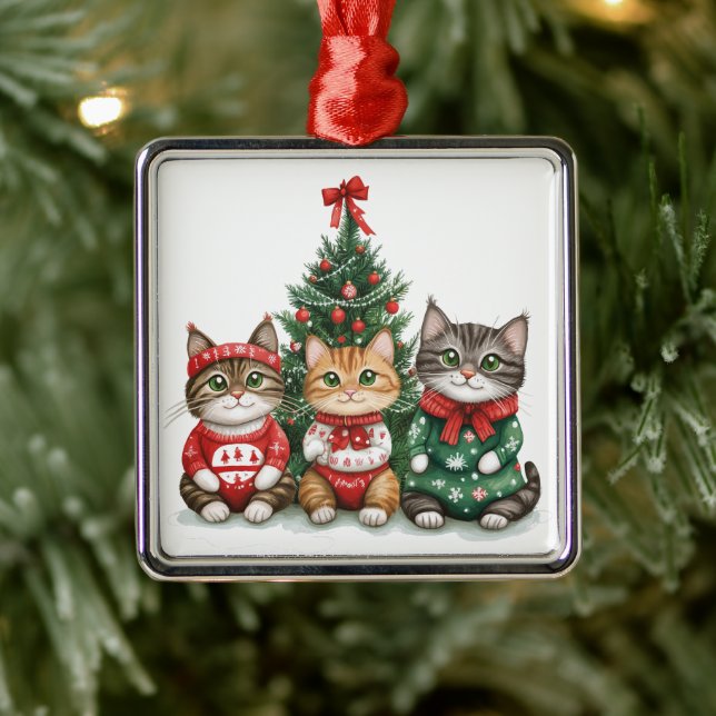 Adorno Metálico Gatos de Navidades cortos (Árbol)