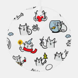 Adorno Metálico Gatos divertidos, leche y magia.