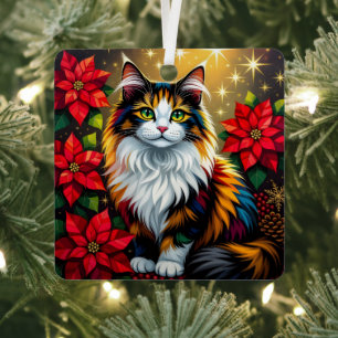 Adorno Metálico Gatos festivos caprichosos de Navidad personalizad
