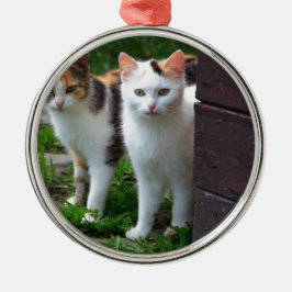 Adorno Metálico Gatos jugando afuera