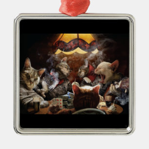 Adorno Metálico Gatos jugando al póquer