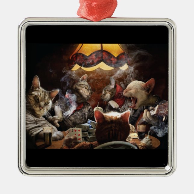 Adorno Metálico Gatos jugando al póquer (Frente)