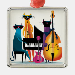 Adorno Metálico Gatos Músicos de Cool Jazz Banda