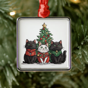 Adorno Metálico Gatos Navideños Adorables