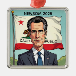 Adorno Metálico Gavin Newsom por la Navidad presidencial