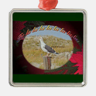 Adorno Metálico Gaviota con respaldo negro de los navidades