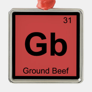 Adorno Metálico Gb - Ground Beef Chemistry Periodic Table Symbol
