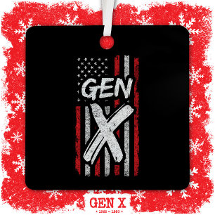 Adorno Metálico Generación X Bandera Americana Orgullosa Gen Xer G