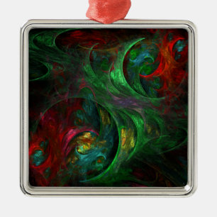 Adorno Metálico Génesis Green Abstract Art Square