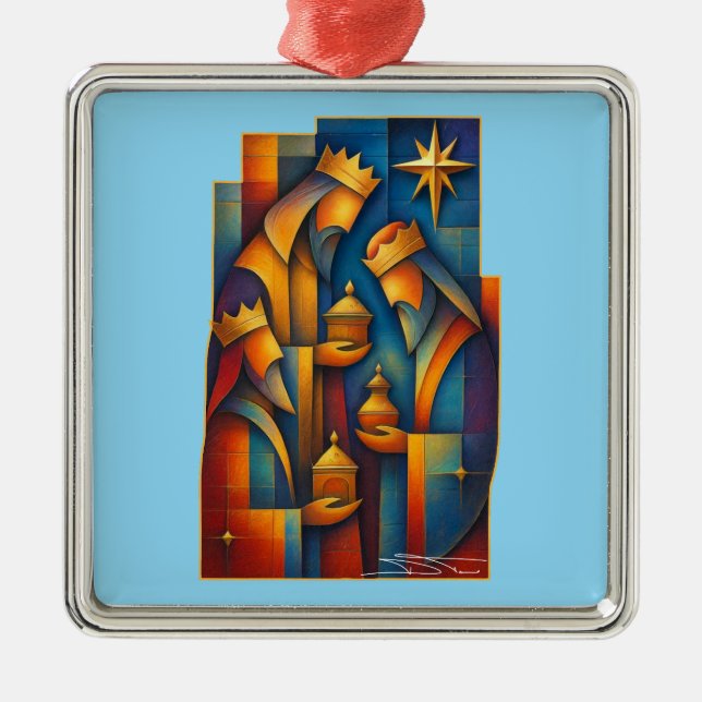 Adorno Metálico Geometric Magi - Three Wise Men Christmas Star Art (Frente)