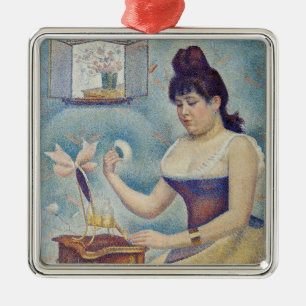 Adorno Metálico Georges Seurat - Joven mujer empolvándose