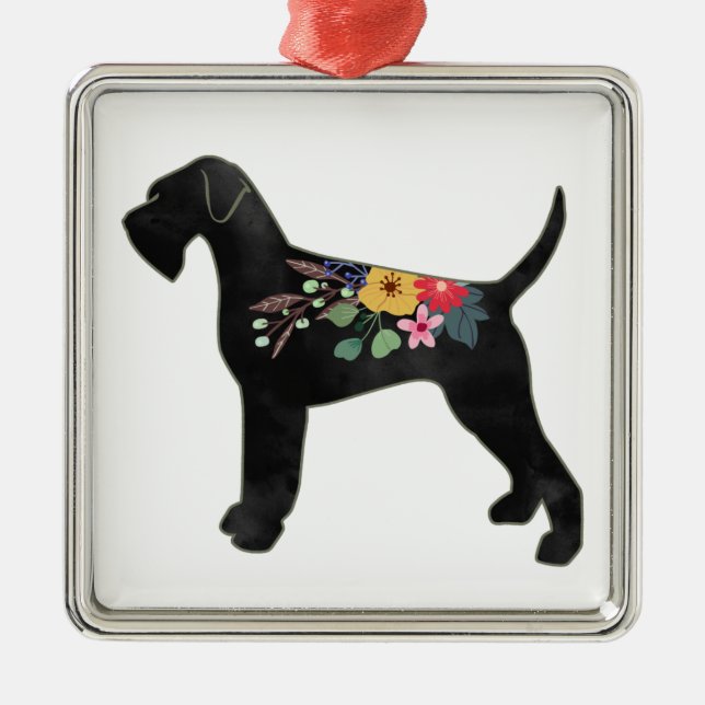 Adorno Metálico Giant Schnauzer Dog NN Boho Floral Silhouette (Frente)