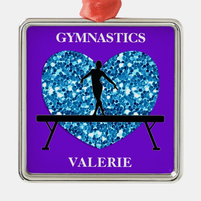 Adorno Metálico Gimnasia Balance Beam Purple Verde azulado (Frente)