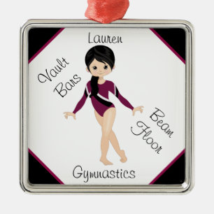 Adorno Metálico Gimnasia Cabello Negro, Ojos Marrones, León Borgoñ