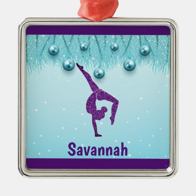Adorno Metálico Gimnasia Navidades Purple Aqua Personalizada (Frente)
