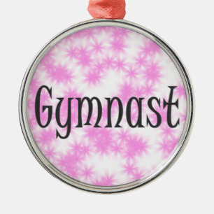 Adorno Metálico Gimnasta Rosa y Blanco