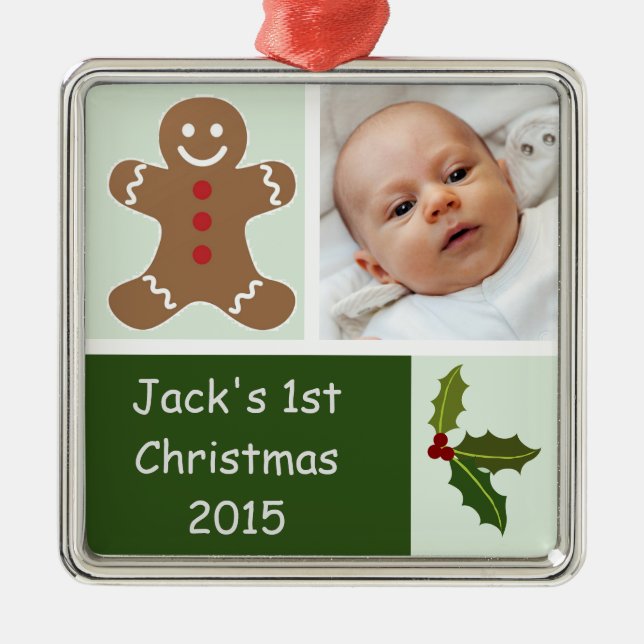Adorno Metálico Gingerbread y Holly (Frente)
