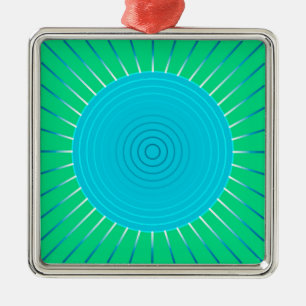 Adorno Metálico Giro geométrico moderno - azul y verde jade