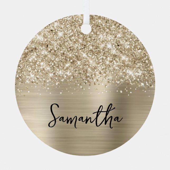 Adorno Metálico Glittery Pale Gold Glam Name (Anverso)