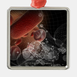 Adorno Metálico Glóbulos rojos en wireframe