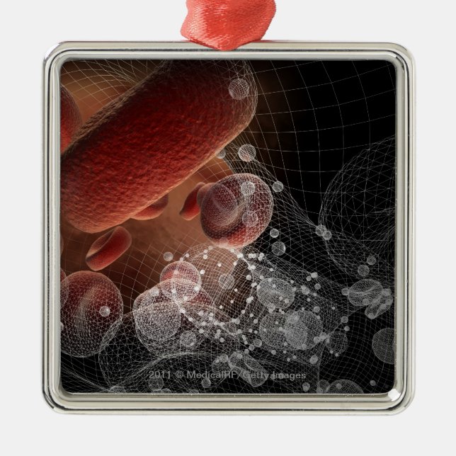 Adorno Metálico Glóbulos rojos en wireframe (Frente)